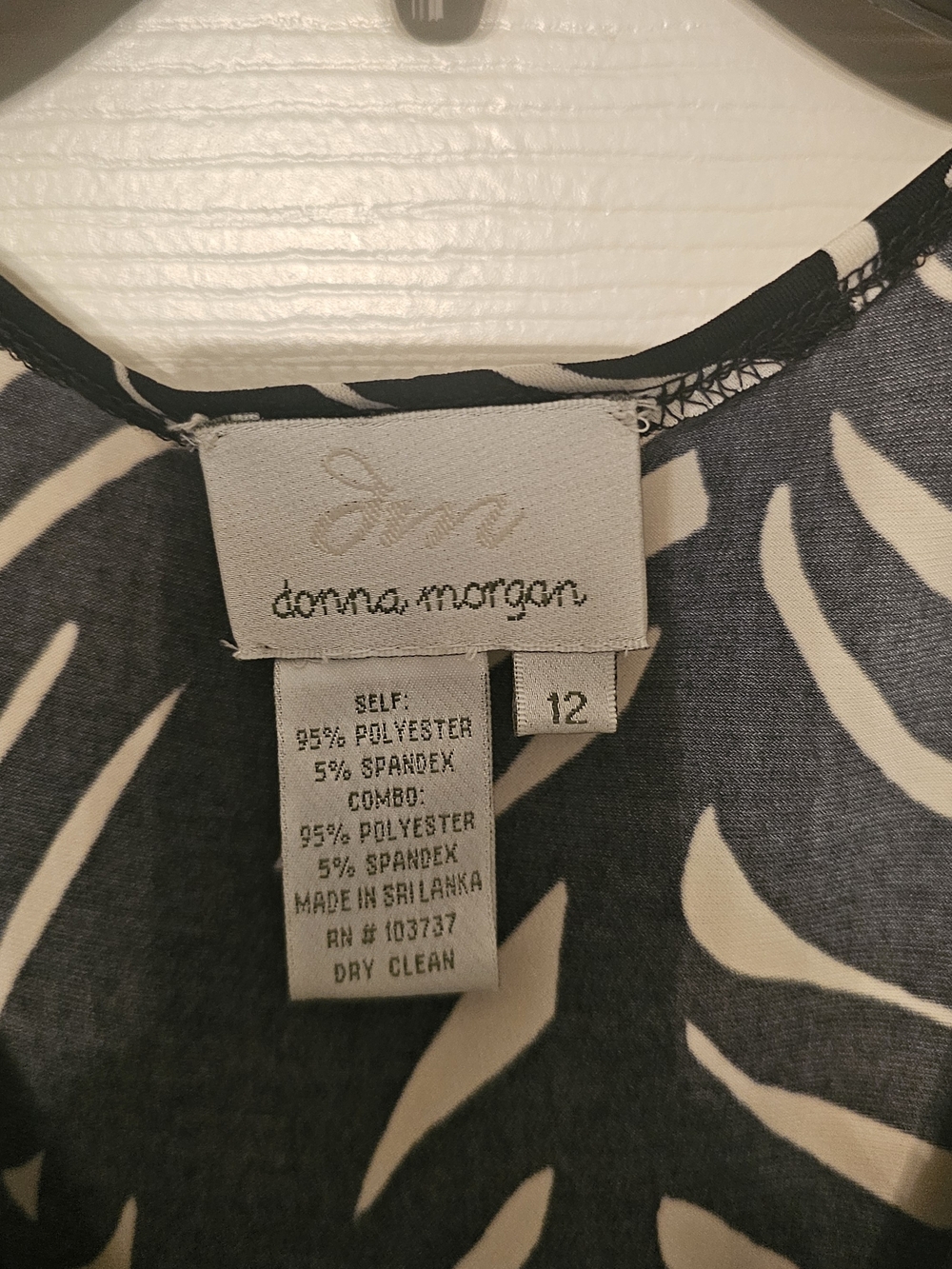Donna Morgan Black and Ivory Leaf Print Dress - Picture 2 of 4